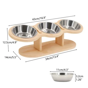 Raised Cat Feeder 3 Bowls in 1 Feeding & Watering Supplies