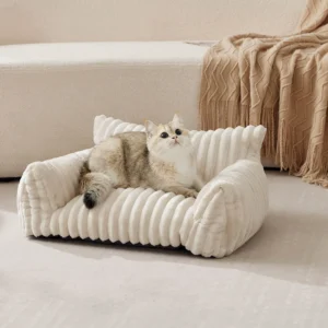 Fluffy cat sofa bed, equipped with high-quality soft corduroy, detachable and washable cover,