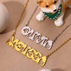 Personalized Pet Cat Dog Font Name Custom Stainless Steel Necklace