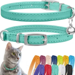 Leather Cat Collar w/ Bell: Adjustable