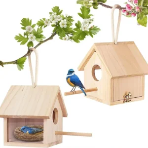Wood Birdhouse for Outdoors Hanging Garden Patio for Sparrow Hummingbird