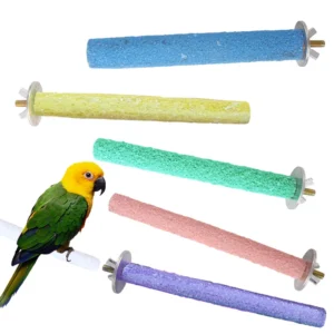 3PCS Random Colors Parrot Perch Stand Toy Colored Quartz Sand Sharpen Paw
