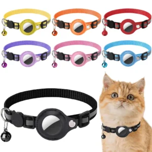 Apple AirTag Pet Collar Reflective Kitten Collar Safety Buckle GPS Tracker Holder Adjustable for Cat Kitten