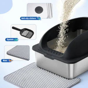 JHK Stainless 24IN Steel Cat Litter Box with Lid